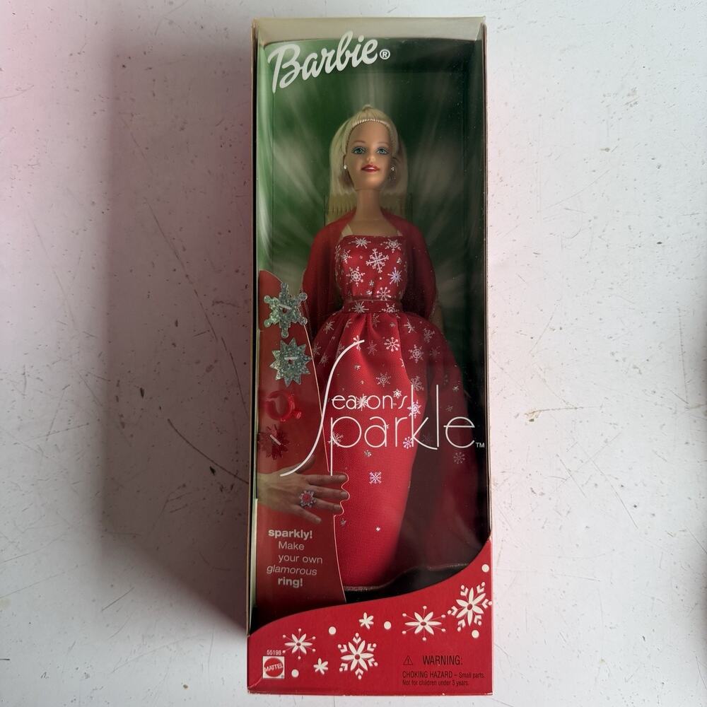 2001 Mattel Season’s Sparkle Barbie 55198 Holiday Dress NIB